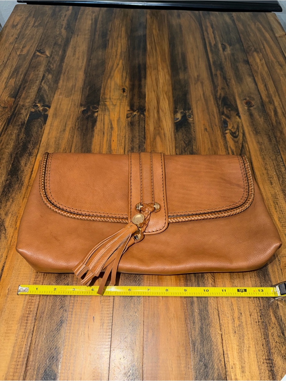 GUCCI Leather Marrakech Tassel Clutch - Tan - Picture 6 of 16